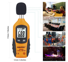 Medidor ruido digital 30-130dB portátil con data hold auto off