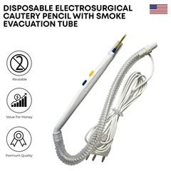 Disposable Electrosurgical Cautery Pencil with Smoke Evacuation Tube – Sterile