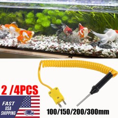 2/4pcs K-Type Thermocouple Probe Digital Thermometer Steel Sensor Spiral Cable