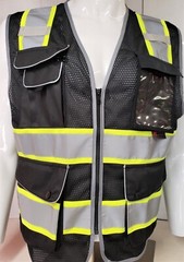 Hi Visibility Reflective Black Safety Vest (Small to 2XL)