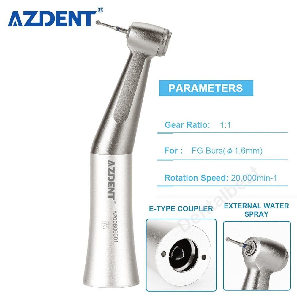 AZDENT Dental Slow Speed Contra Angle Handpiece 1.6mm Friction Grip Push Button