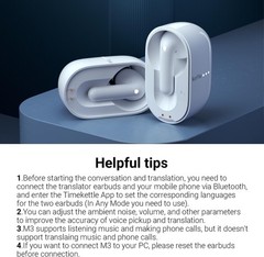 Timekettle M3 Earbuds 3-in-1 Language Translation No Subscription – White Color