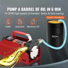 VEVOR Fuel Transfer Pump Electric Diesel Kerosene Pump 12V DC 10GPM Nozzle Hoses