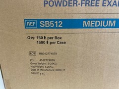 U10: Case of 1500 (10 Boxes) Medline Vinyl Powder-Free Gloves Medium SB512