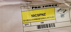 Box Of 100 Unistrut N1010, P1010 1/2″ Channel Nut With Spring