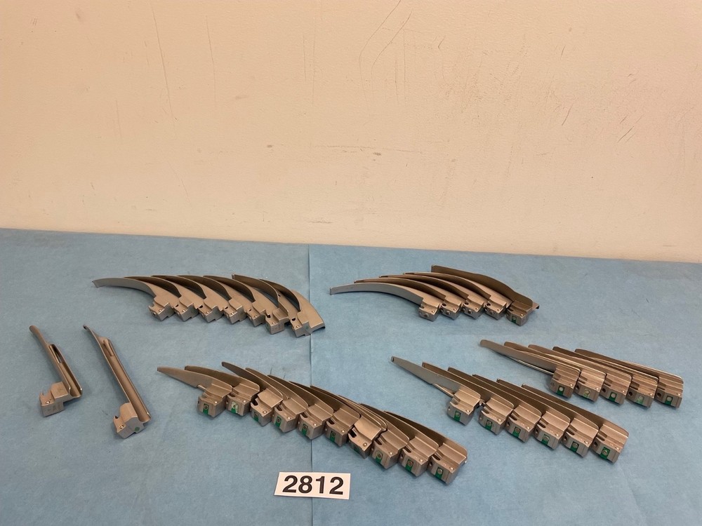 MIXED LOT 35X Laryngoscope Blades Greenline, Emerald Rusch MIL, MAC, WIS 0 1 3 4