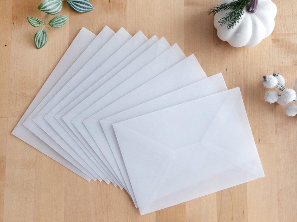 20 PCS 5×7 Inch A7 Plain Transparent Vellum Envelopes Wedding Invitations