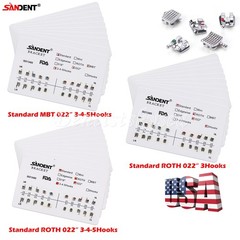 Dental Orthodontic Metal Bracket Braces Standard Roth/MBT 022 3/345 Hooks L