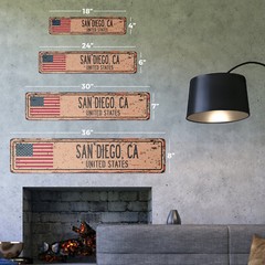 SAN DIEGO CA UNITED STATES Vintage Street Sign American flag city country rustic