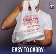 Thank You Plastic T-Shirt Bags 11.5×6.5×21 for Grocery Retail Shopping 50 pack