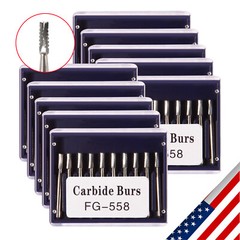 Dental Midwest FG #558 Straight Fissure Crosscut Carbide Burs 10-100Pk