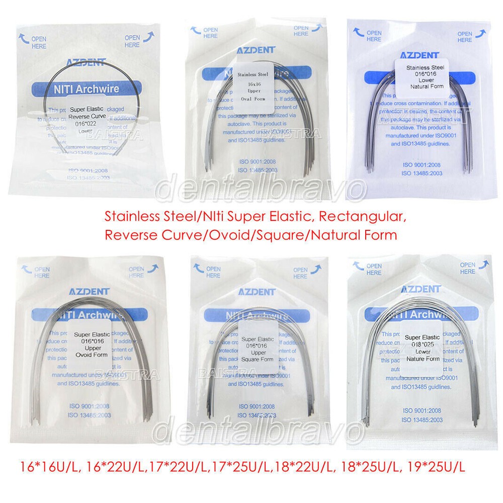 AZDENT Dental Ortho Stainless Steel/NIti Super Elastic Arch Wires Rectangular