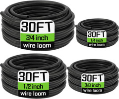 Wire Loom 1/4″, 3/8″, 1/2″, 3/4 Inch X 30 FT, Split Wire Loom Tubing Wire Condui