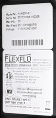 FLEXFLO A-100N A1N30A-7T Peristaltic Metering Pump 60RPM, 50PSI, 95 GPD, 115VAC