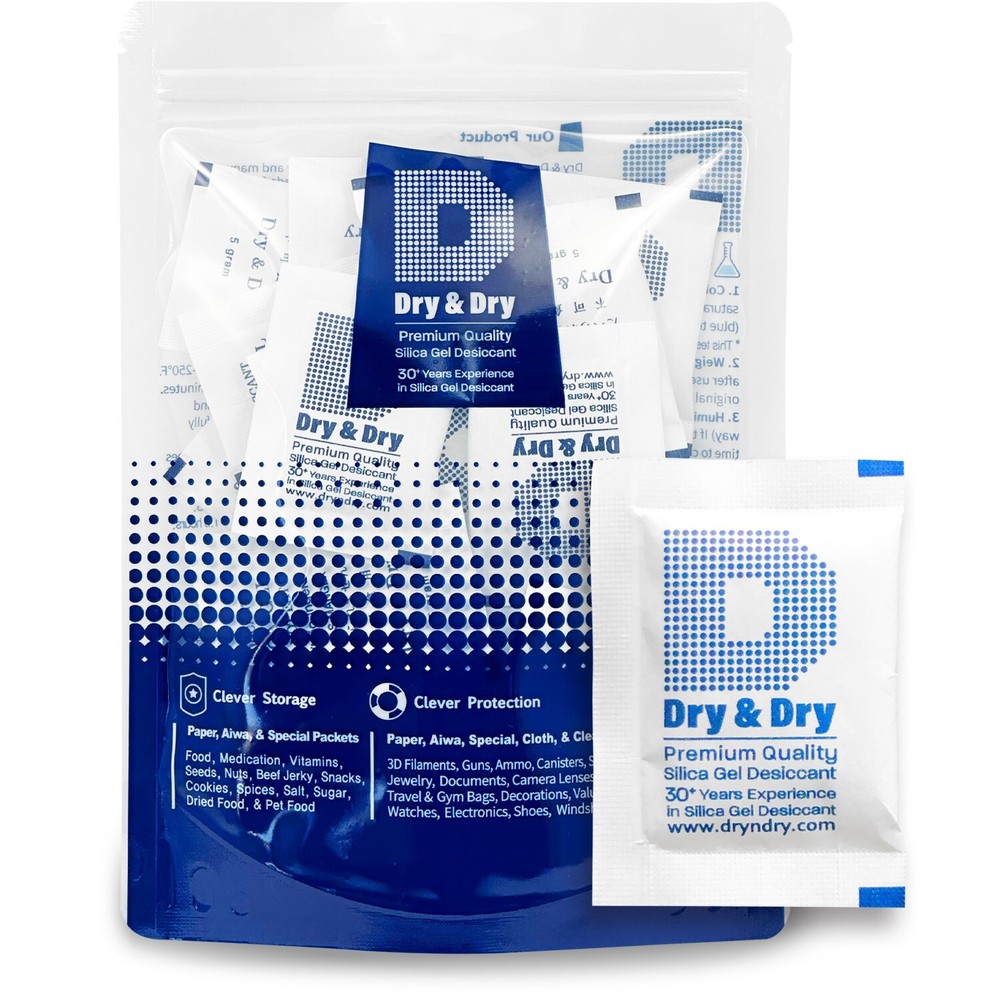 5 gram X 30 PK “Dry & Dry” Silica Gel Desiccant Packets(Reusable)-FDA Compliant