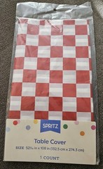 Vintage Design Red White Checkered Print Table Cover Spritz Tablecloth RARE!❤️🤍