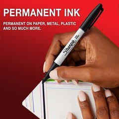 Permanent Markers, Fine Point, Black, 12 Count