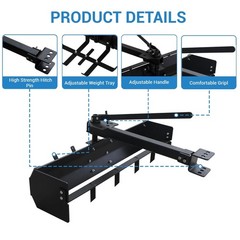 Tow Behind Box Scraper Lawn Tractor Attachments for ATV UTV Tractor Mower Black