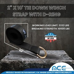 USA 2″ x 10′ Winch Lasso Strap D Ring Tow Truck Trailer Wheel-Lift Tire Harness