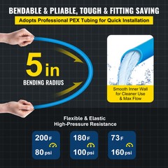 1/2″ 600ft 2 Coils 300′ Red & 300′ Blue PEX Tubing Certified Oxygen Barrier