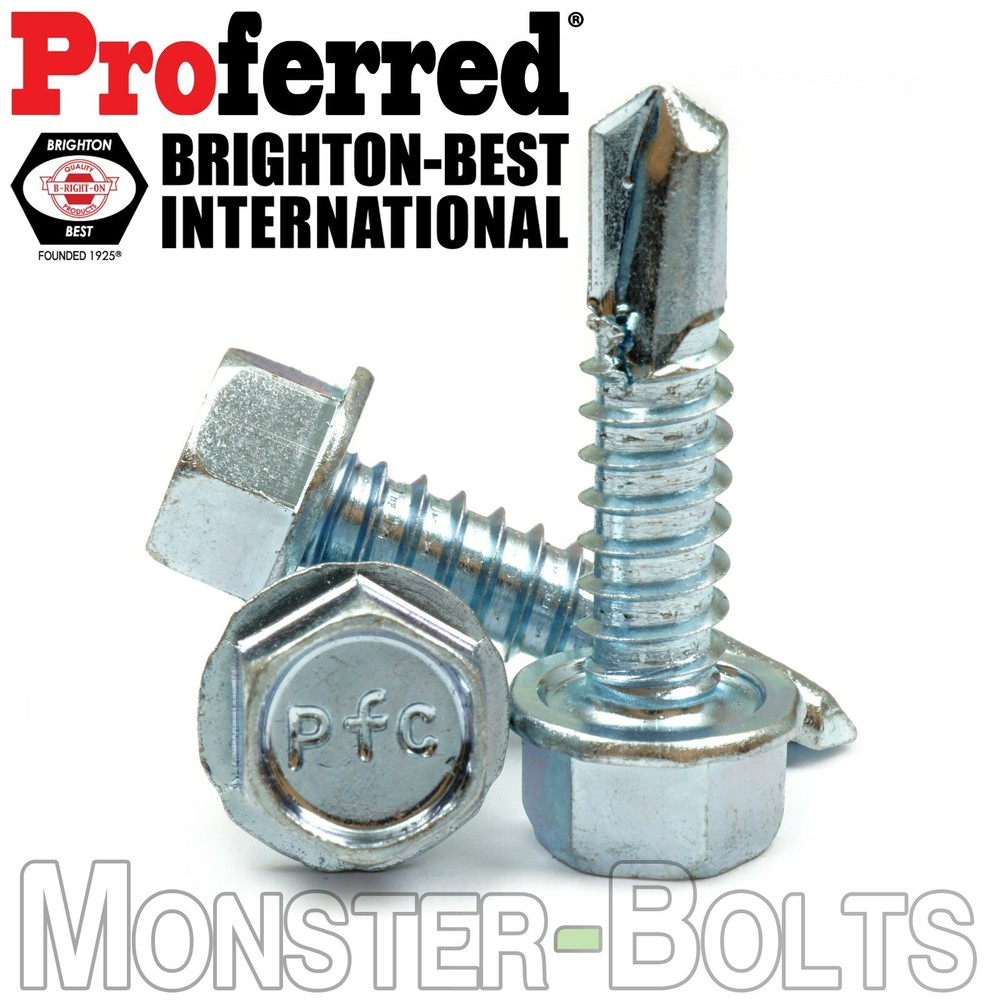 #8 Tek Screws – Indent HWH Hex Washer Head Unsloted, Zinc #2 Point Self Drilling