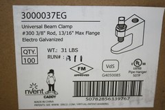 Box of 100 Erico Caddy #300 EZ-Riser Beam Clamp 3/8″ Electro Galvanized 3000037E