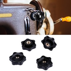 4 PCS 6 Star Knobs, Black Nylon Screw-On Type Thru Threaded Knob Nuts, M6 Hex…