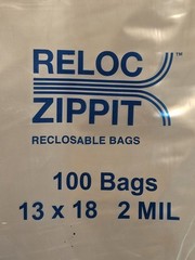 900 Zippit Reloc Bags 13 x 18 Clear 2 mil LARGE Reclosable Zip Seal Lock