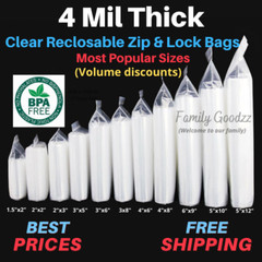 4 Mil Clear Resealable Top Lock Seal Bags Reclosable Zip Seal Plastic Parts Bag