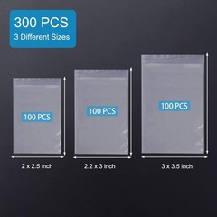 Small Plastic Bags, 300 PCS Mini Baggies, 3 Assorted Sizes, Transparent Jewel…