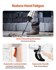 VEVOR Demolition Jack Hammer Concrete Breaker 3500W Electric 2 Chisel Bits Black