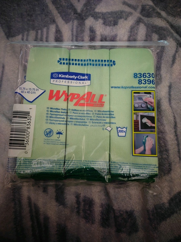 WypAll Microfiber Cloths, Reusable, 15 3/4 x 15 3/4, Green, 6/Pack KCC83630