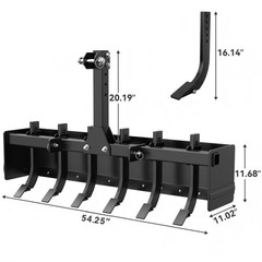 55″ Width Box Blade Tractor Attachment W/ 6 Scarifier Shank Cate 0 & Cat 1 Heavy