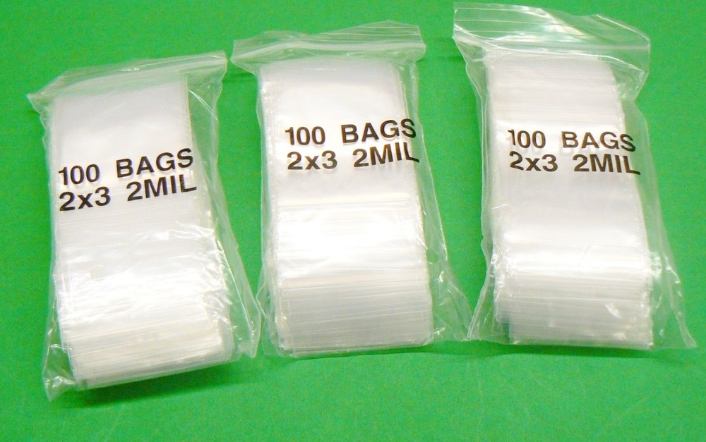 2×3 Bags 2mil Clear 300 Reclosable Poly Bags Top Squeeze Lock 2″ x 3″ Baggies