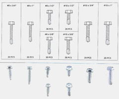 200 Pcs Self Drilling /Tapping Sheet Metal Screws Hex-Washer Head Assortment SAE