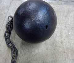 Cast iron ball chain and shackle lock & key 20 pounds stage prop, bachelor party