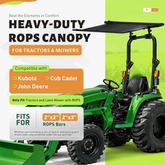 Tractor Canopy Sun Shade Roof Top for Lawn Mower W/2″x2″/2″x3″ ROPS UV Protect