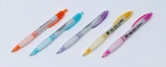 30ct Lot Misprint Retractable Click Pens w/Grip: TRANSLUCENT Pink/Purple/ & More