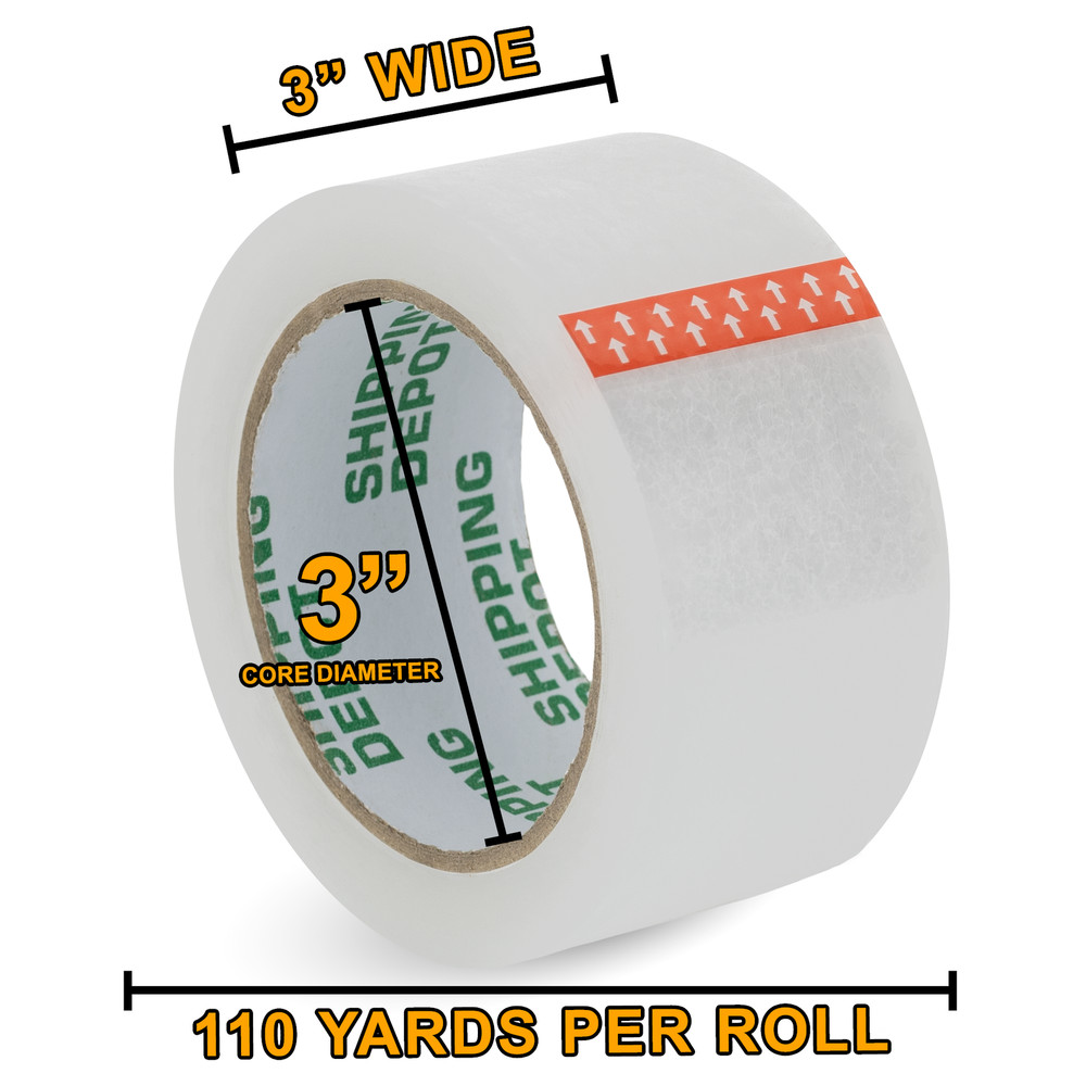 96 Rolls of Shipping Depot Carton Box Sealing Clear Packing Tape 3″ x 110 Yds