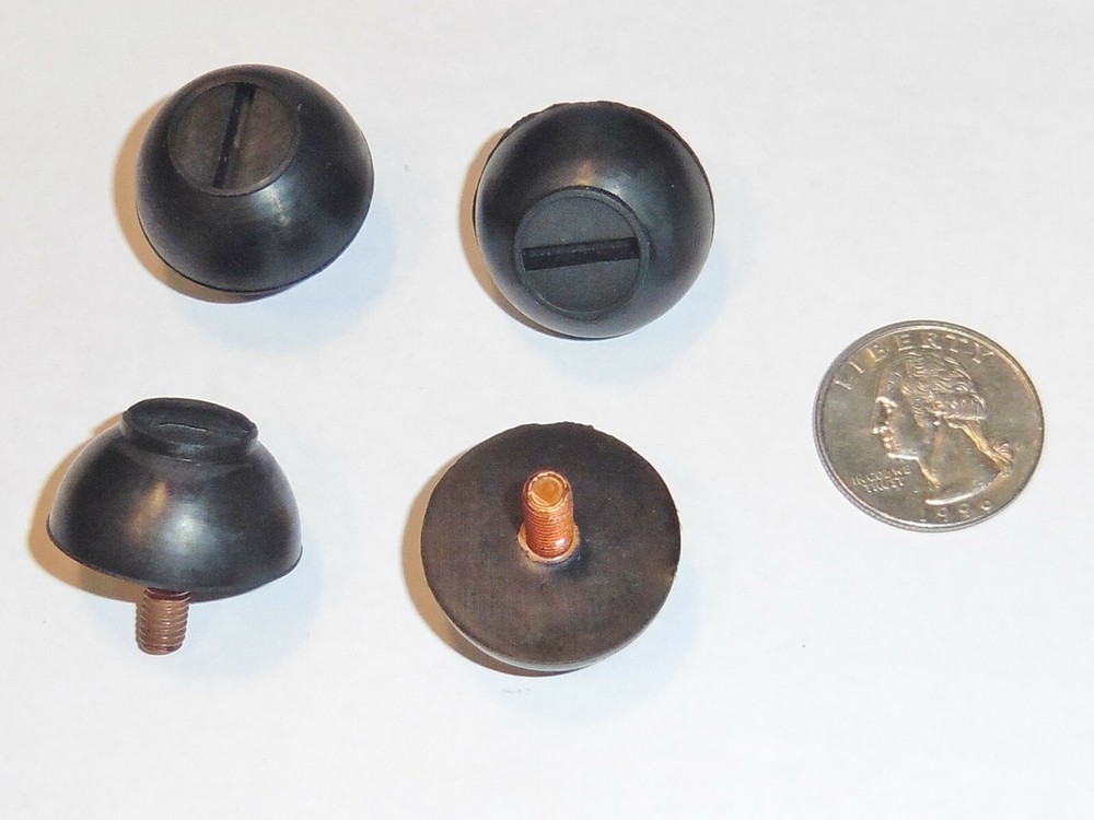 (QTY. 4) 1”d. x 1/2”H Screw-In RUBBER FEET #10-32 bolt screw stud Domed Tapered