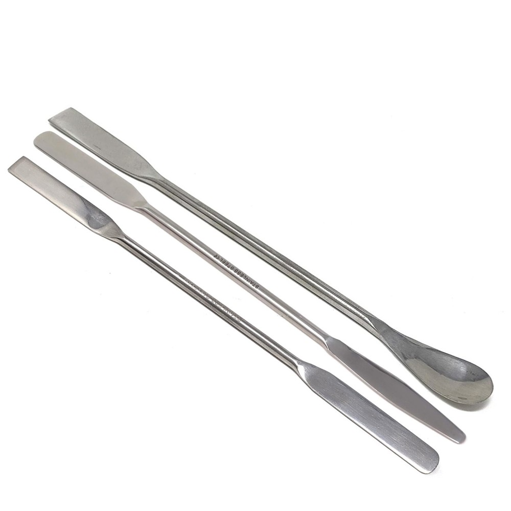 Stainless Steel Lab Spatula Mini Micro Spoon 3 Piece Set 7″ Medical Pharmacy New
