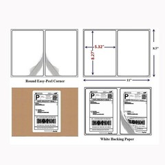 500 Shipping Labels 8.5 x 5.5 Round Corner Self Adhesive 2 Per Sheet
