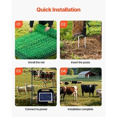 VEVOR Electric Netting Fence Kits Sheep Fencing 35.4″H x 164’L with Posts Spikes
