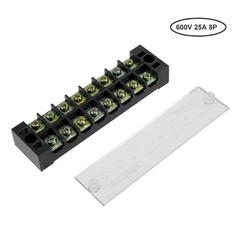 1 Set Dual Row 8-Position Screw Terminal Block Electrical Barrier Strip 600V 25A