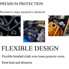 Braided Split-Sleeve Wire Loom for High-Temp Auto Harness Wrapping 5’&28’Length