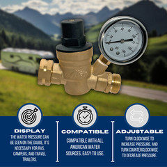 1 Piece XFITTING 3/4″ Water Pressure Regulator with Gauge