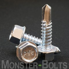 #8 Tek Screws – Indent HWH Hex Washer Head Unsloted, Zinc #2 Point Self Drilling