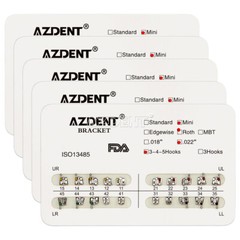 AZDENT Dental Ortho Metal Braces Brackets Mini Roth.022 Hook345/Arch Wire Nature
