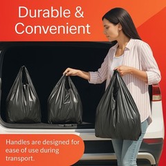 Bags 1/6 Large 21 x 6.5 x 11.5 BLACK T-Shirt Plastic Grocery Shopping Bags