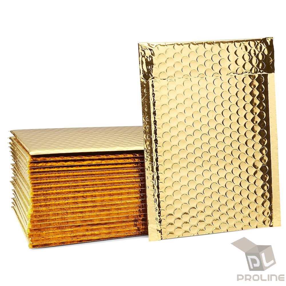 50 Extra Wide #0 Metallic Gold Poly Bubble Mailers 7×10 (Inner 6.625×9.25)